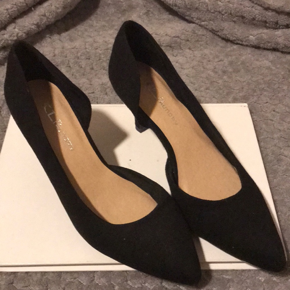 Black suede heels
